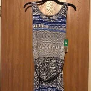 Blue and white printed dress by Fever. Size XL.